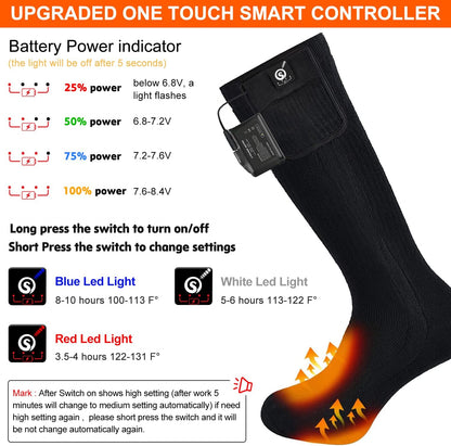 Electric Heated Socks For Men Women Battery Powered Heated Socks Rechargeable Feet Warmer With 4 Temperature Levels Indoor Outdoor Machine Washable