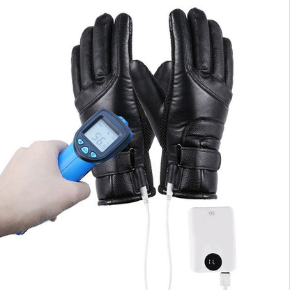 Electric Heated Gloves with USB Power Bank – Waterproof Windproof Winter Touchscreen Gloves for Men & Women